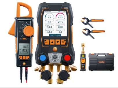 testo 558s Akıllı Vakum Seti - Pens ampermetre ve kablosuz sıcaklık ve vakum problarına sahip akıllı dijital manifold